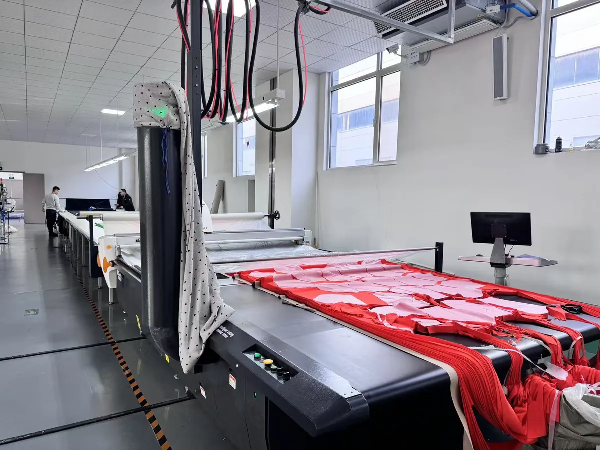 Sewing lines inside HONGYUN garment factory in Weifang, Shandong, China