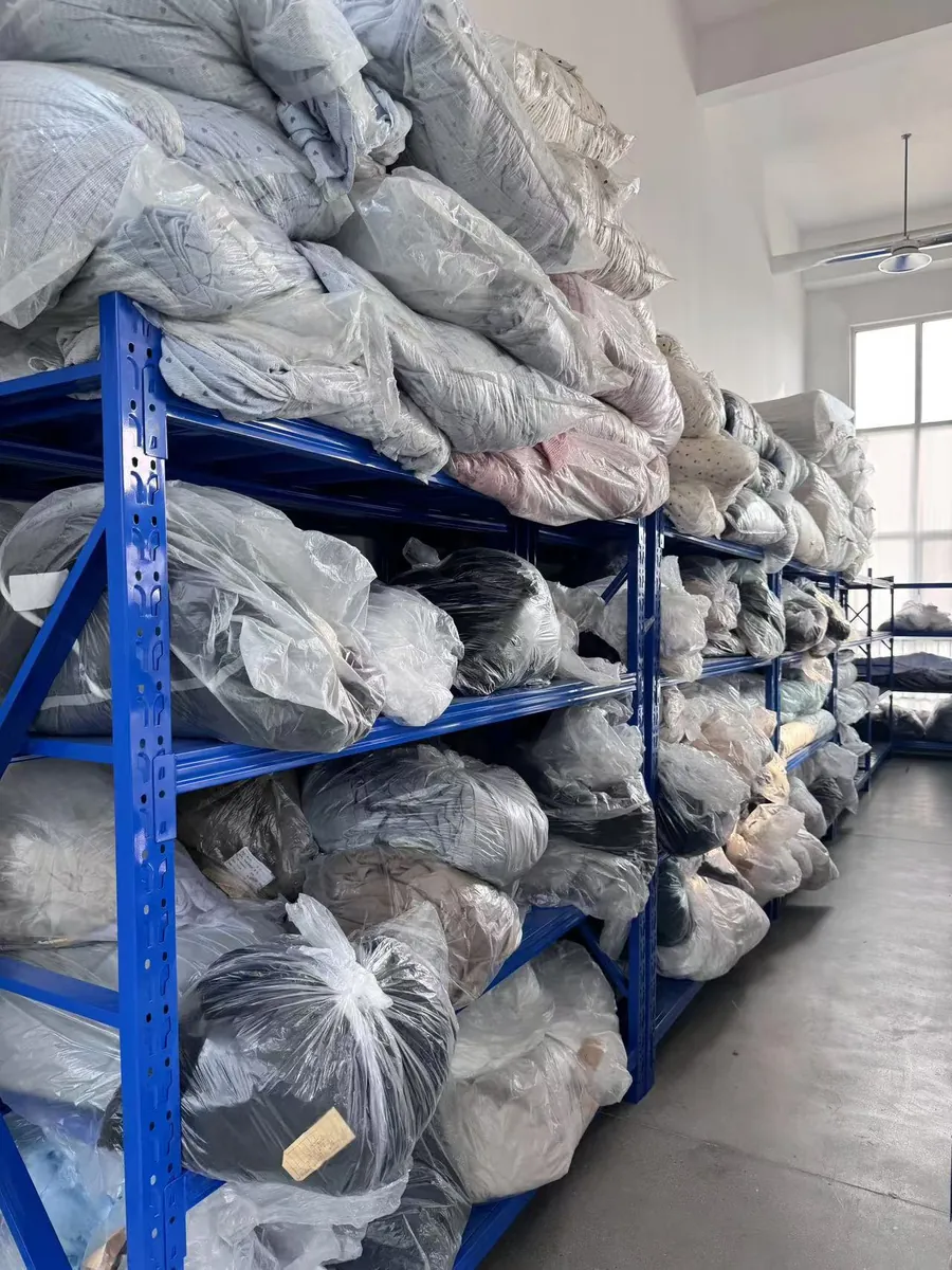 Fabric inspection and storage warehouse at a garment factory in China